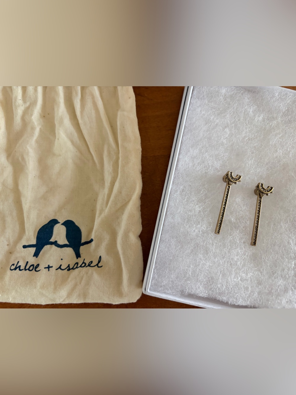 Chloe + Isabel Gold-Tone Crystal Bar Drop Earrings